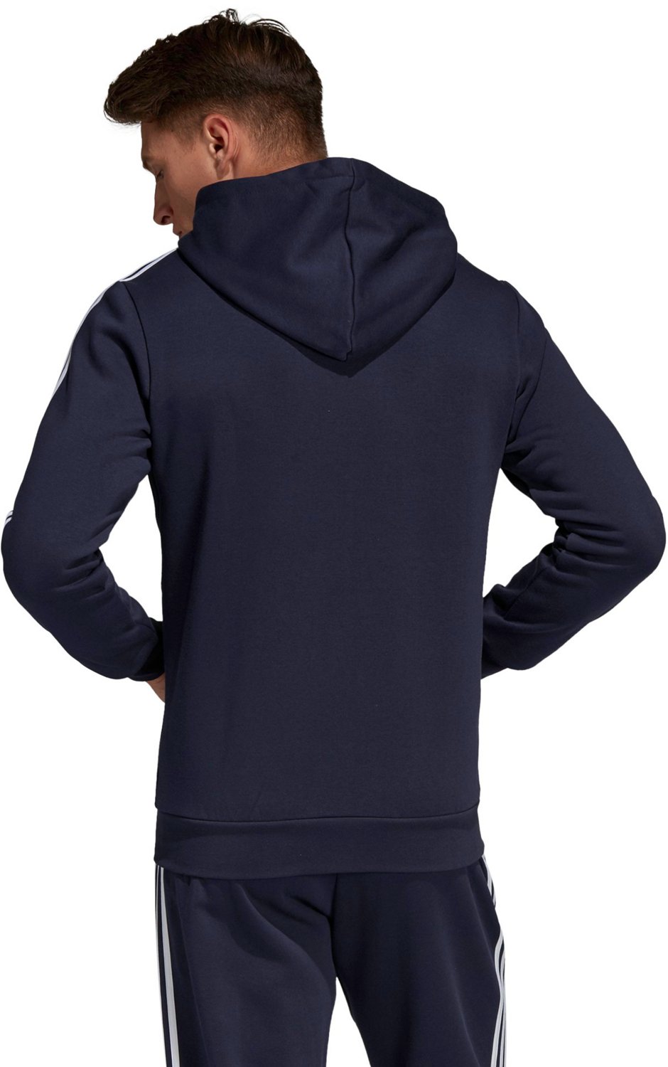 adidas Men's Essential 3-Stripe Full Zip Fleece Hoodie | Academy