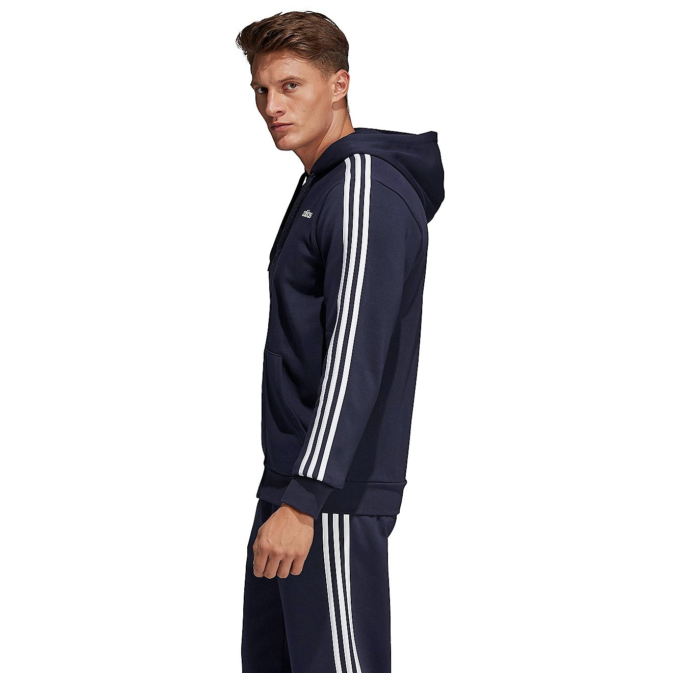 adidas Men's Essential 3-Stripe Full Zip Fleece Hoodie                                                                           - view number 3