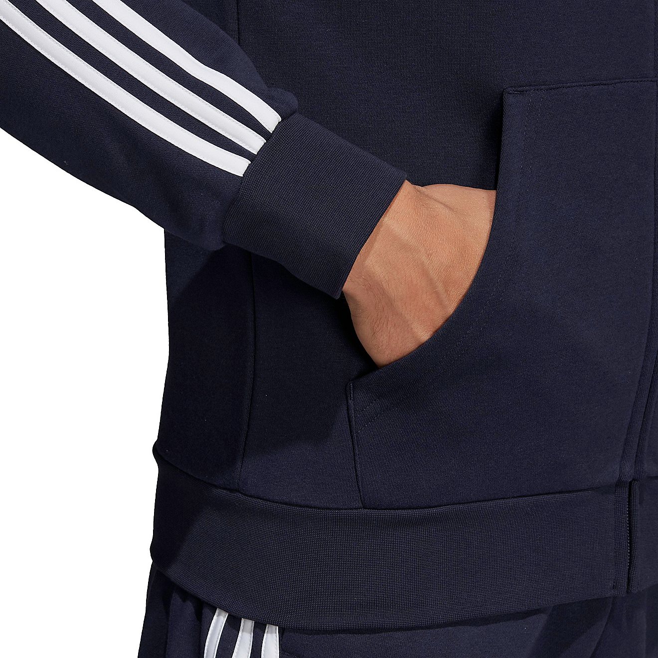 adidas Men's Essential 3-Stripe Full Zip Fleece Hoodie                                                                           - view number 7