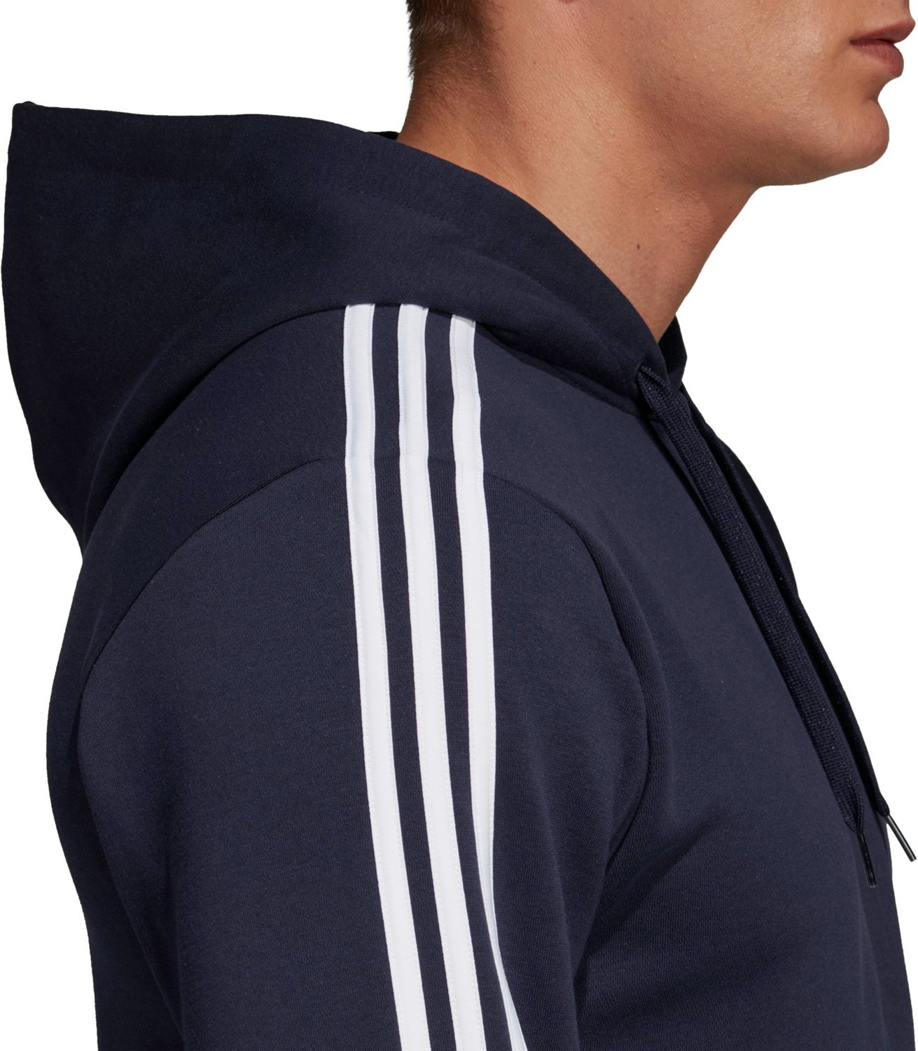 adidas Men's Essential 3-Stripe Full Zip Fleece Hoodie | Academy