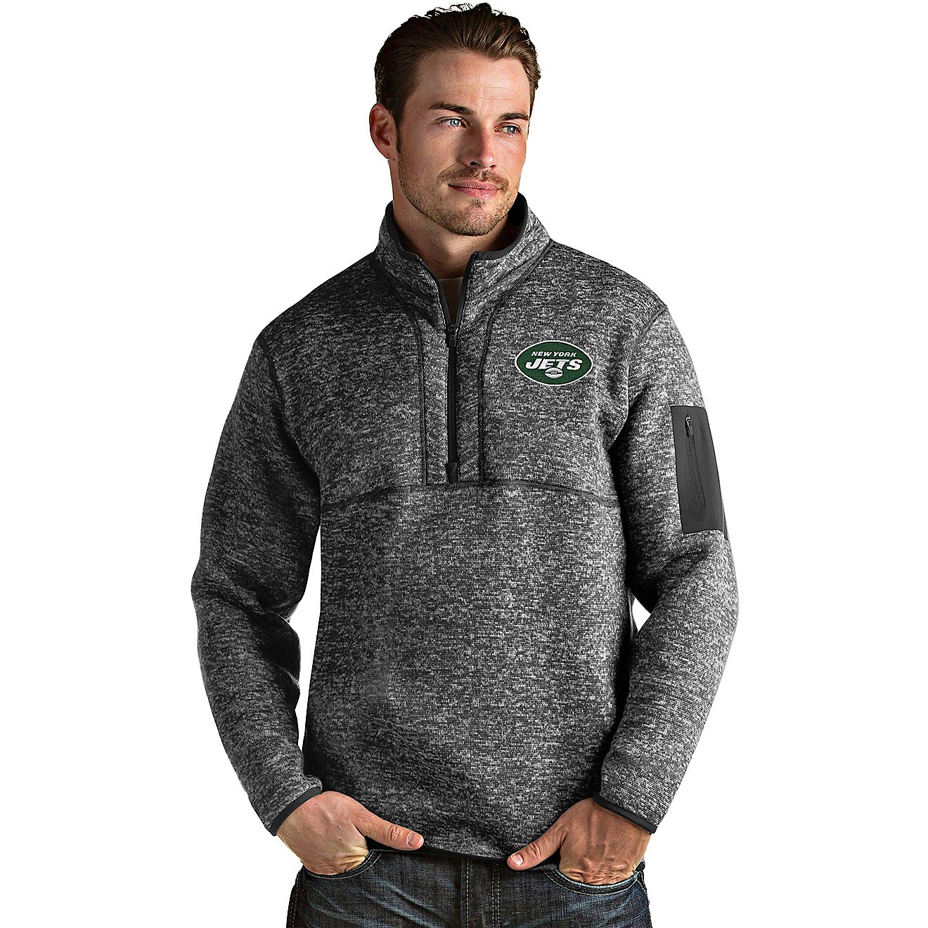 Antigua Men's New York Jets Fortune 1/2 Zip Pullover                                                                             - view number 1