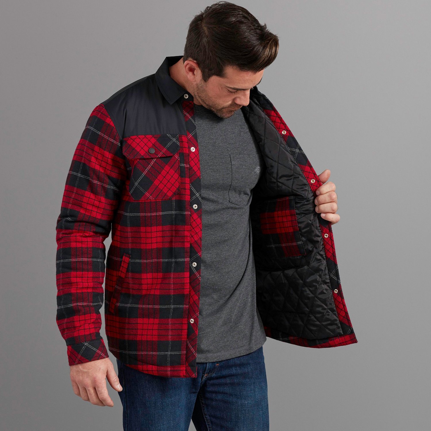 Dickies Mens Quilted Flannel Shirt Jacket Academy