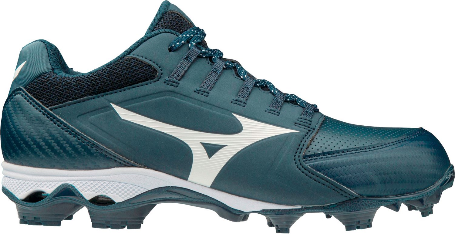 blue and white mizuno cleats