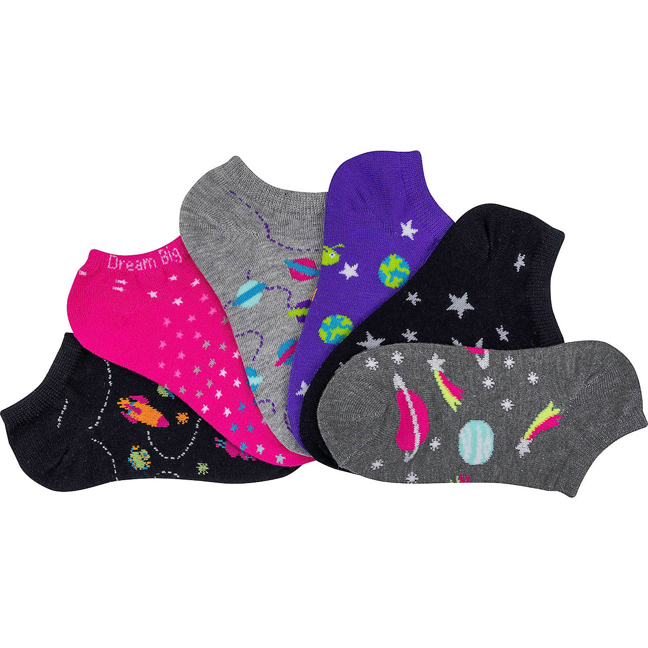 BCG Girls' Space No Show Footie Socks 6 Pack                                                                                     - view number 1