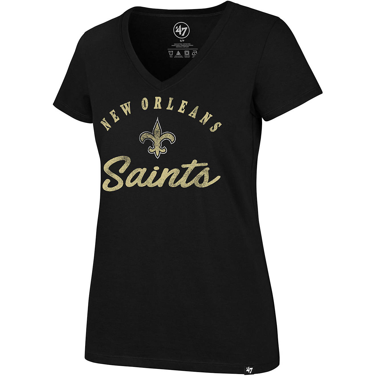 '47 New Orleans Saints Women's Spirit Script Ultra Rival V-neck T-shirt ...