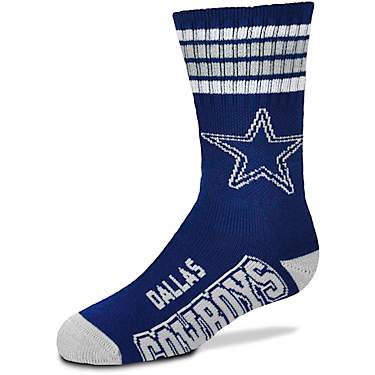 For Bare Feet Youth Dallas Cowboys 4-Stripe Deuce Crew Socks                                                                    