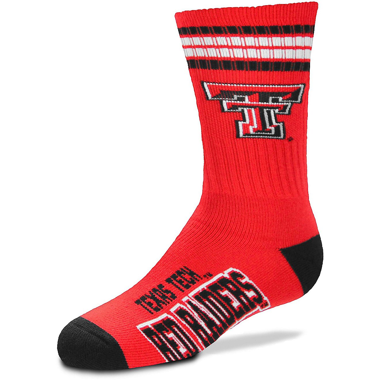 For Bare Feet Youth Texas Tech University 4-Stripe Deuce Crew Socks                                                              - view number 1