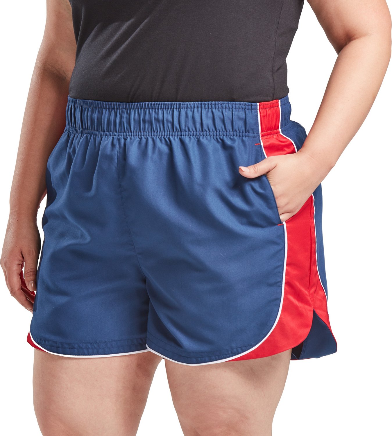 red white and blue athletic shorts