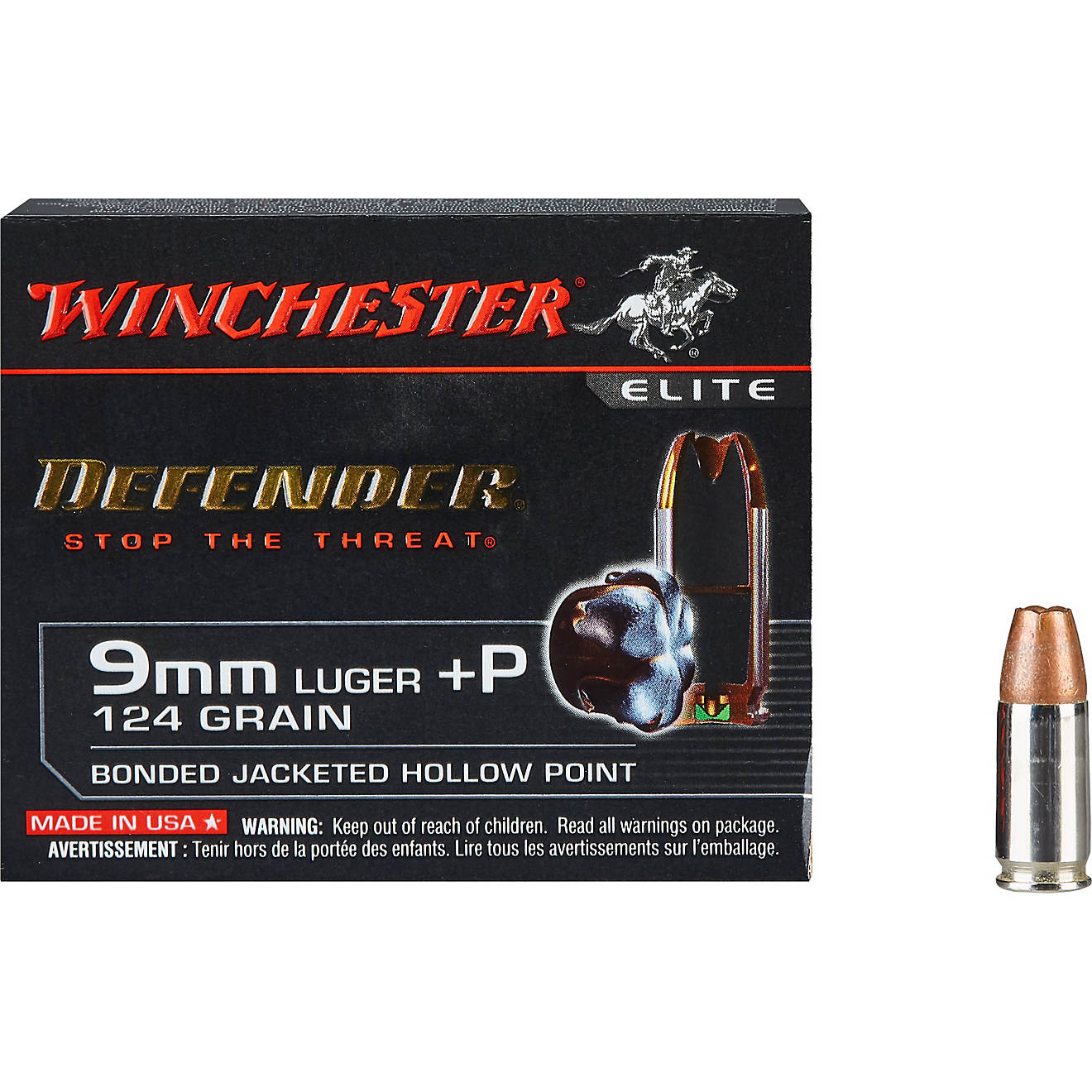 Winchester Bonded PDX1 9 mm Luger +P 124-Grain Handgun Ammunition - 20 Rounds                                                    - view number 1