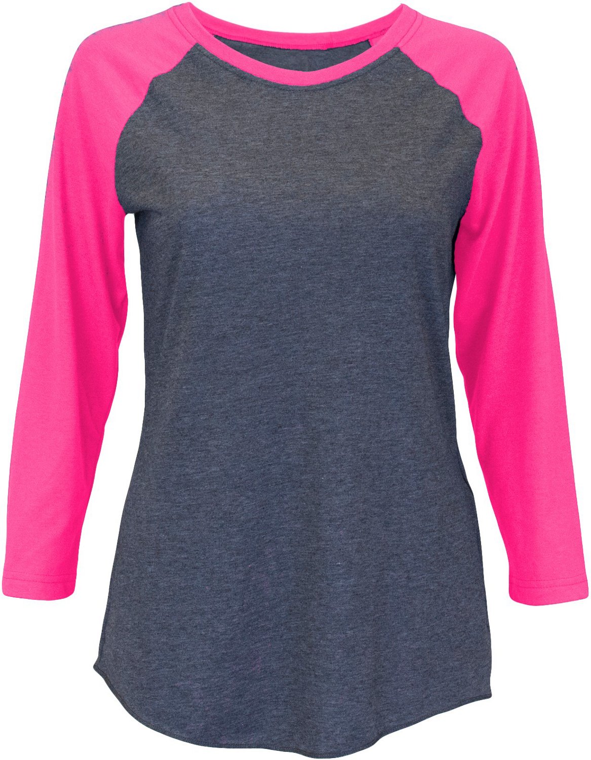 pink and gray raglan shirt