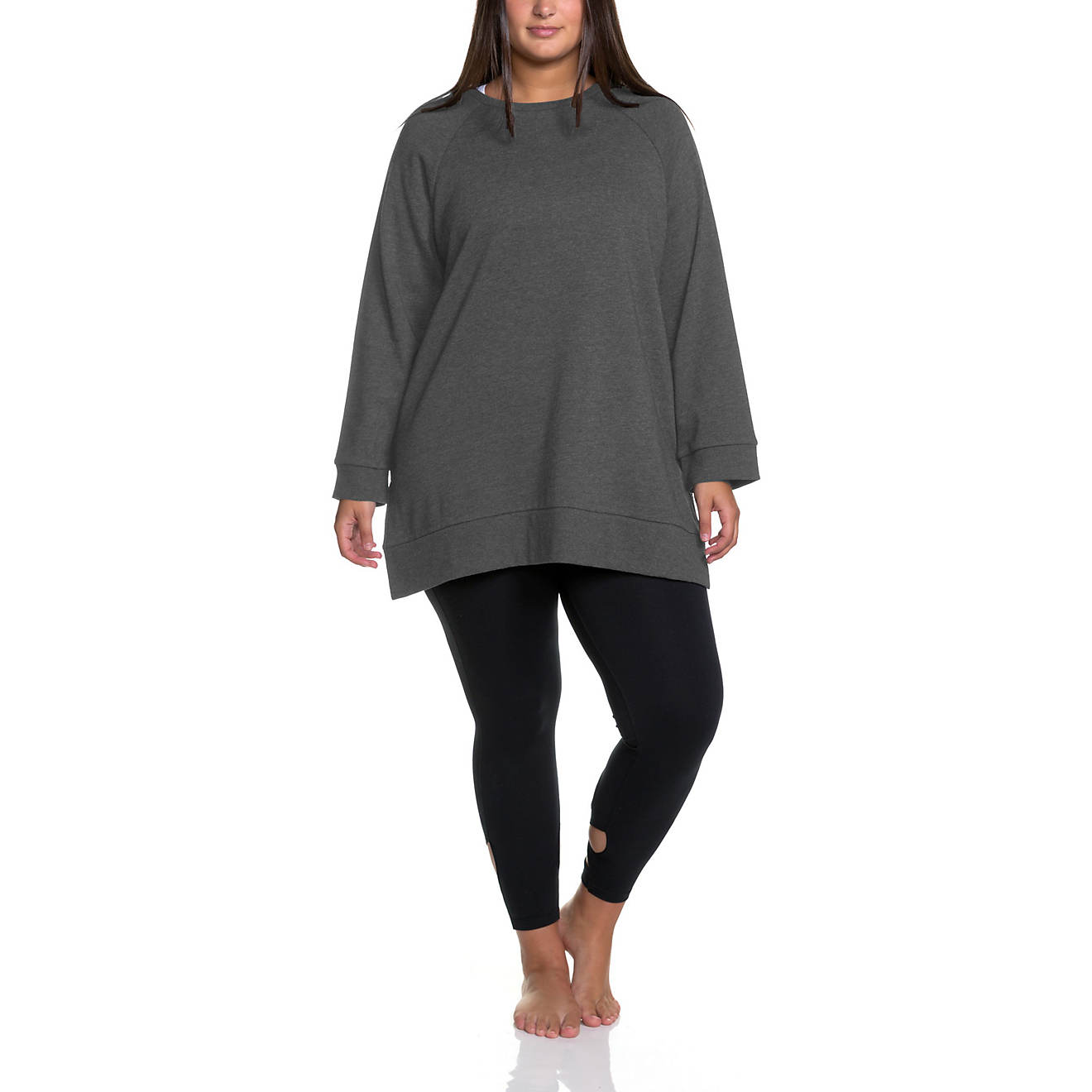 Soffe Juniors' Curves Throwback Crew Plus Size Oversize Sweatshirt                                                               - view number 1