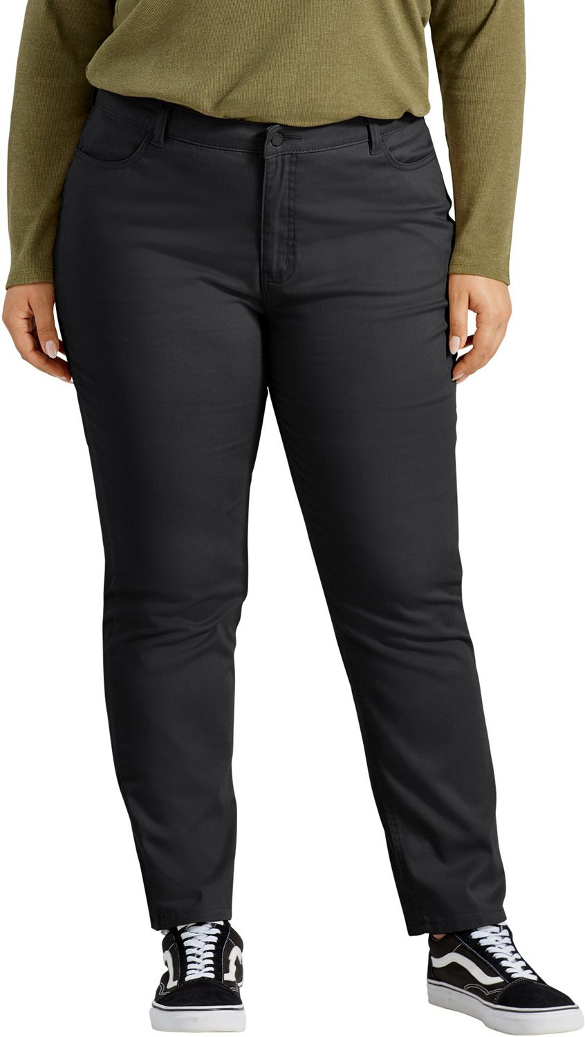 Dickies Women's Plus Size Perfect Shape Skinny Twill Pants Academy