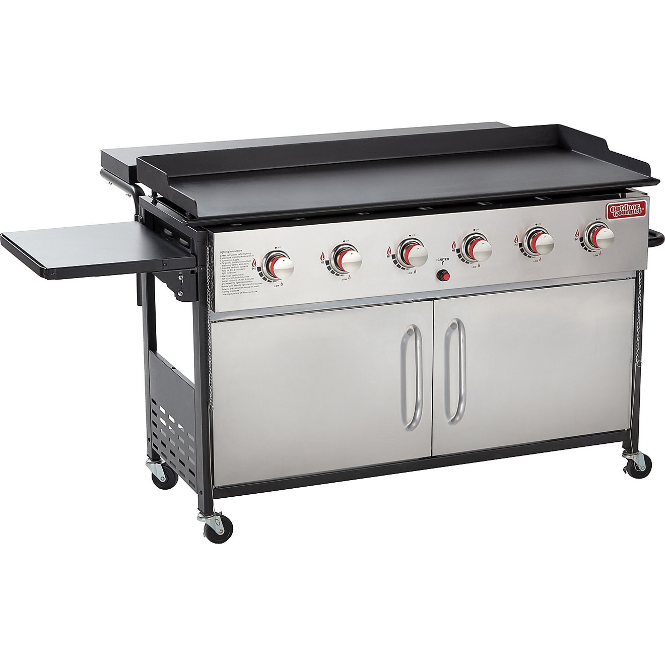 Outdoor Gourmet 6 Burner Stainless, Outdoor Propane Griddle With Lid