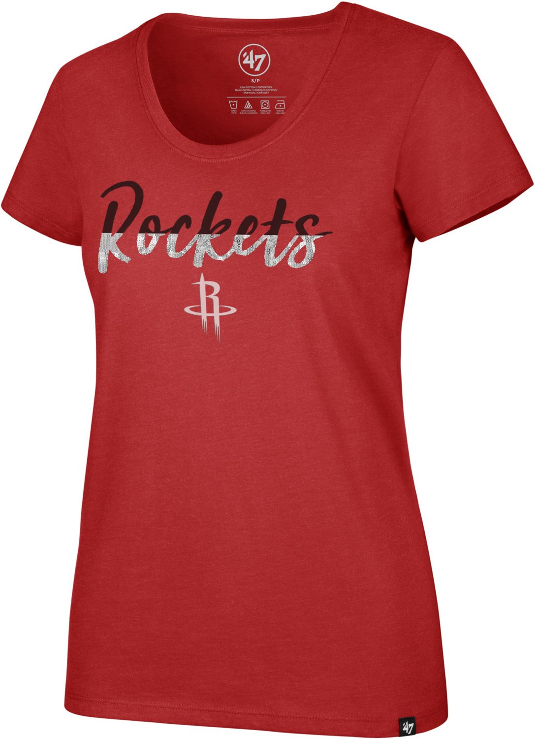 '47 Houston Rockets Women's Sparkle Dip CLUB Scoop Neck Tshirt Academy
