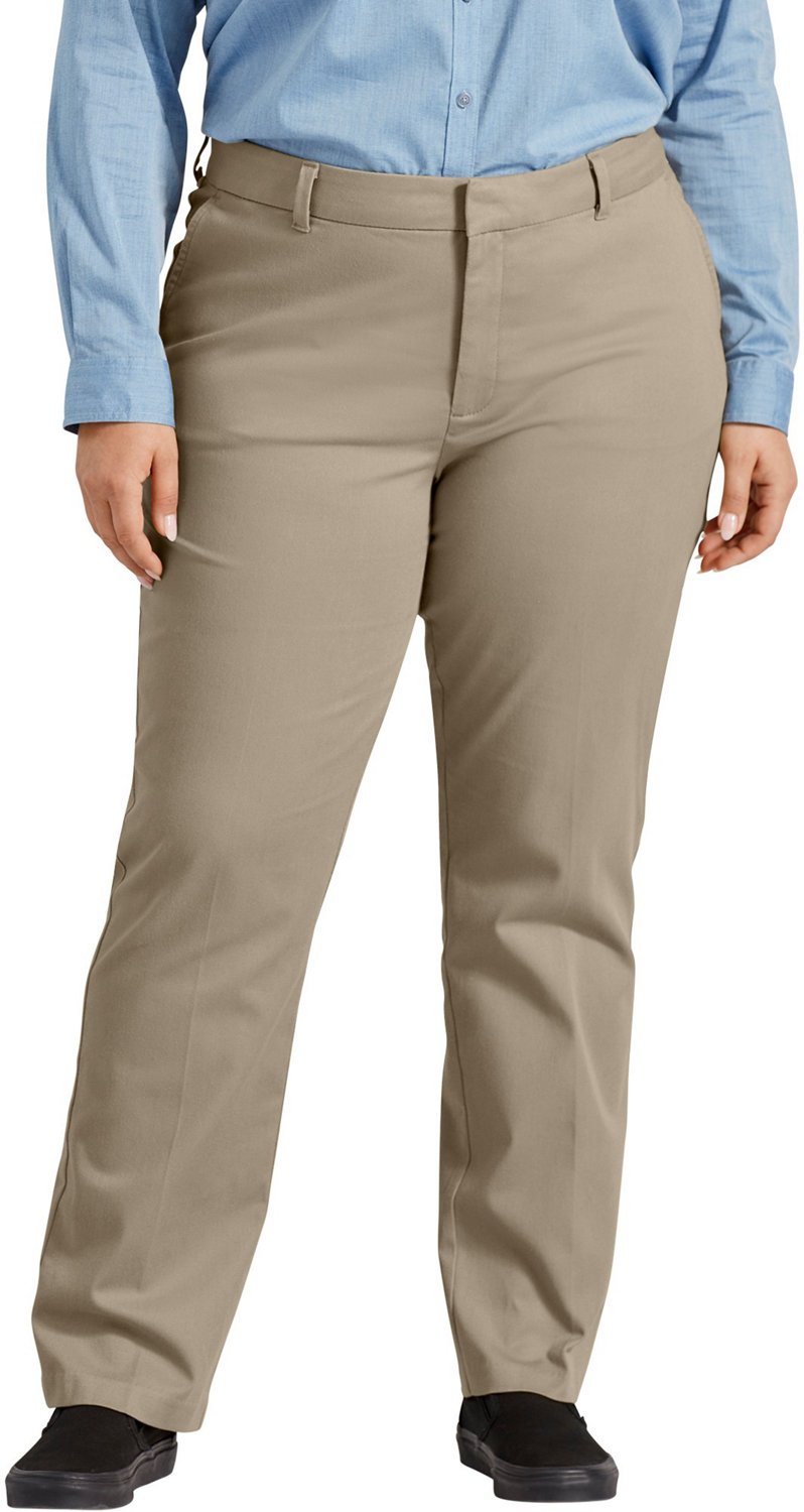 Dickies Women's Plus Size Perfect Shape Straight Twill Pants Academy