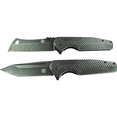 Tactical Performance 3.75 in Stonewash Folding Tanto and Cleaver Knives Pack
