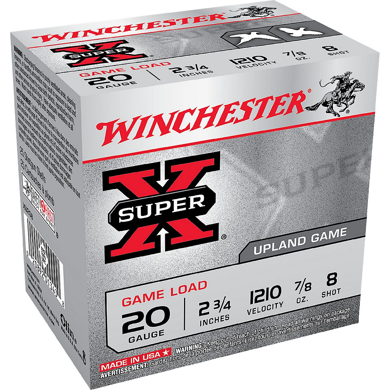Winchester Super-X Lead Shot Dove & Game Load 20 Gauge 8 Shot Shotshells                                                         - view number 1