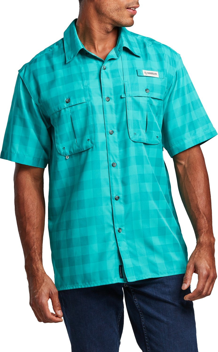 Magellan Outdoors Men's Aransas Pass Heather Plaid Fishing Shirt Academy