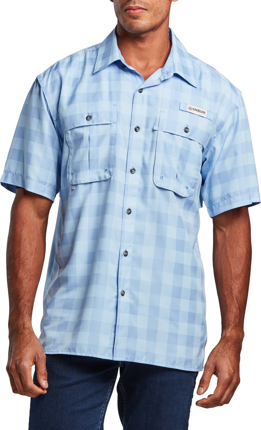 Magellan Outdoors Men's Aransas Pass Heather Plaid Fishing Shirt Academy