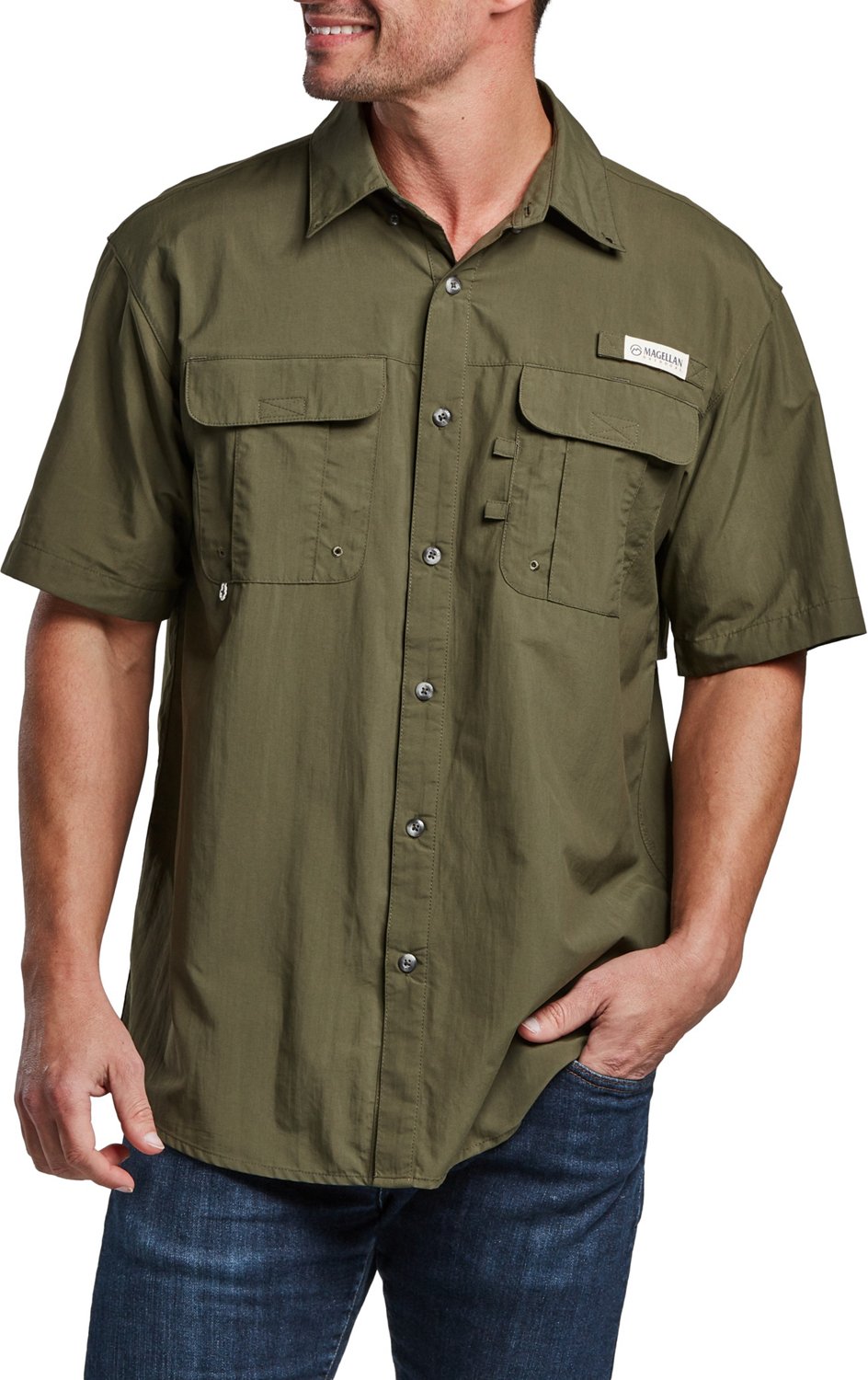 Magellan Outdoors Men's Laguna Madre Solid Short Sleeve Fishing Shirt ...