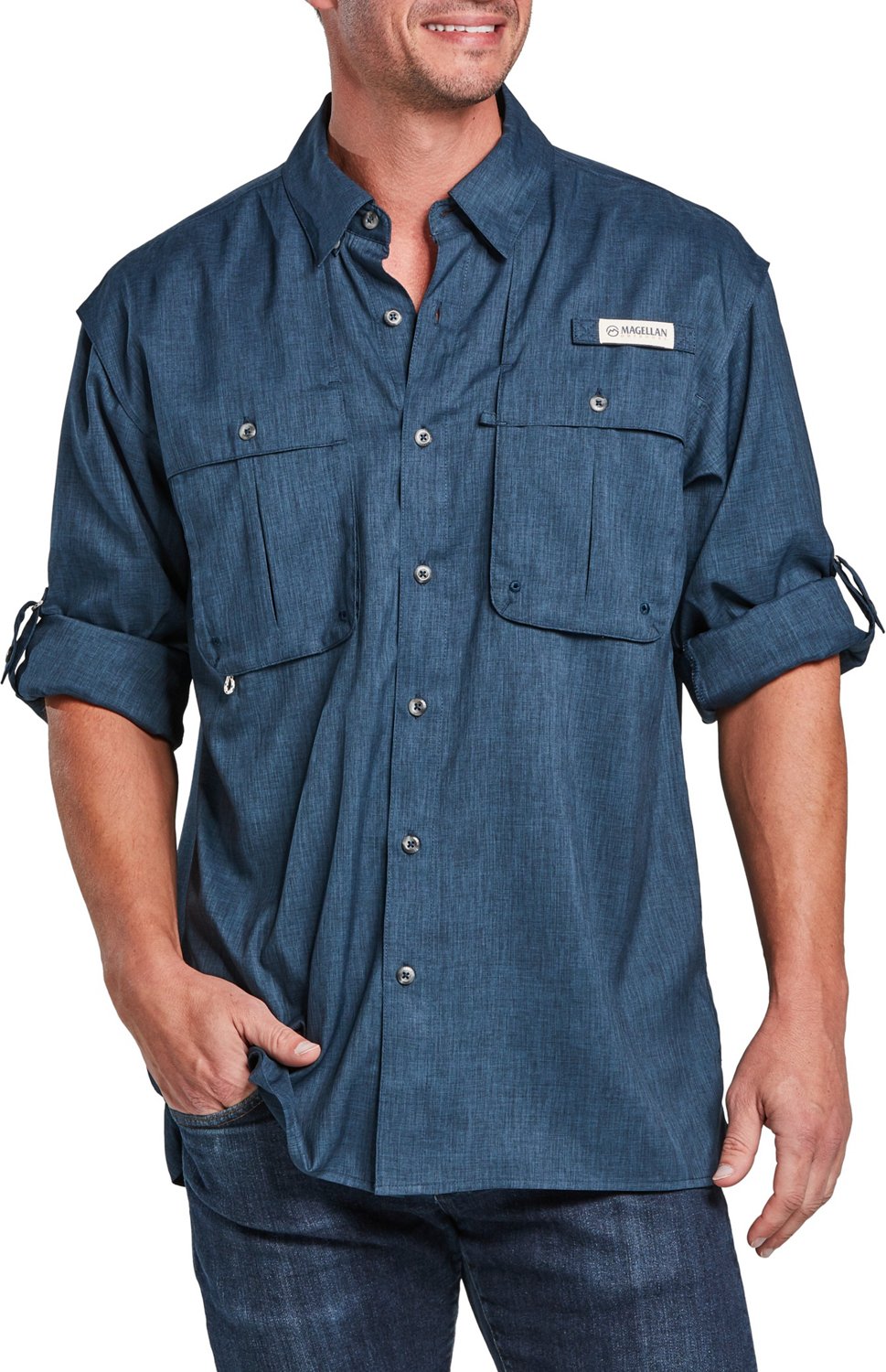 Magellan Outdoors Men's Aransas Pass Heather Long Sleeve Fishing Shirt