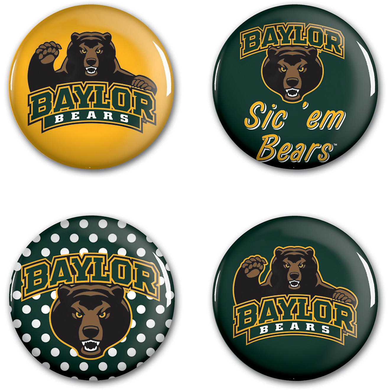 WinCraft Baylor University Buttons 4-Pack                                                                                        - view number 1