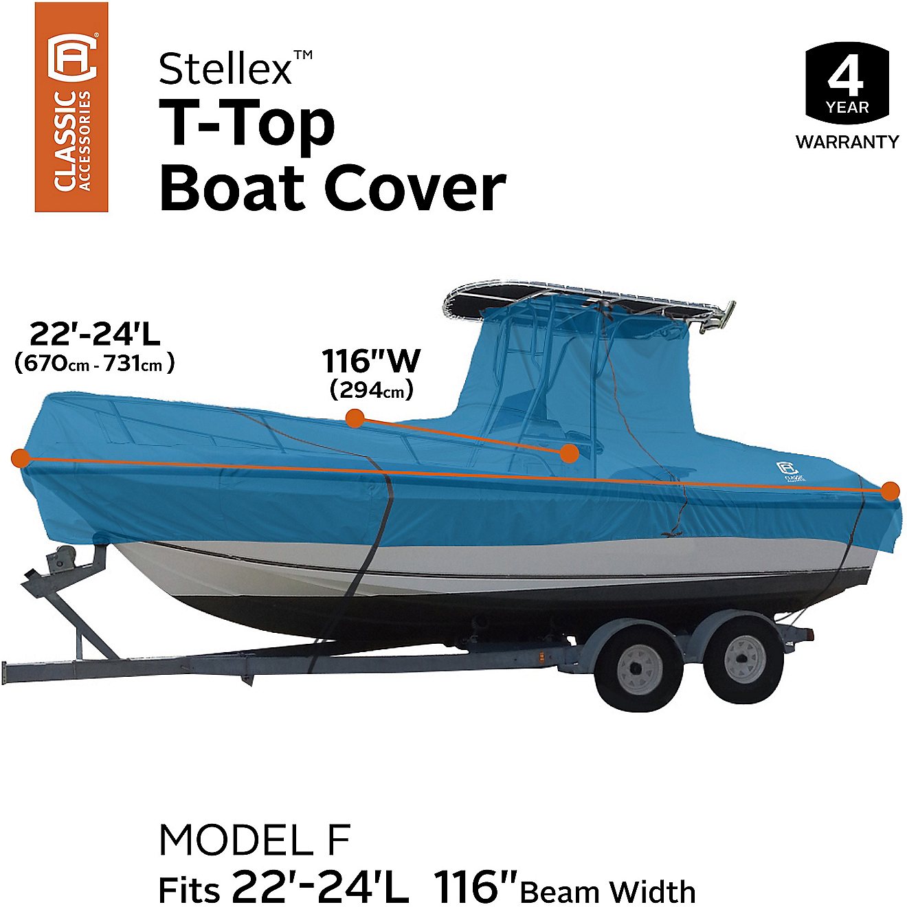 Classic Accessories Stellax T-Top Roof Center Console Model F Boat Cover                                                         - view number 7