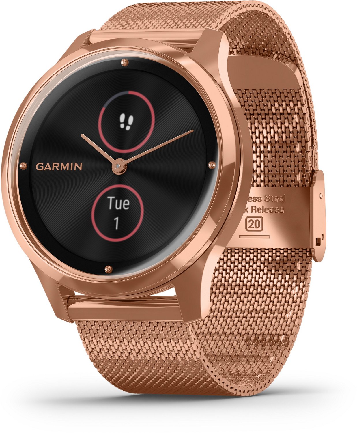 garmin vivomove hr activity tracker black rubber rose gold watch