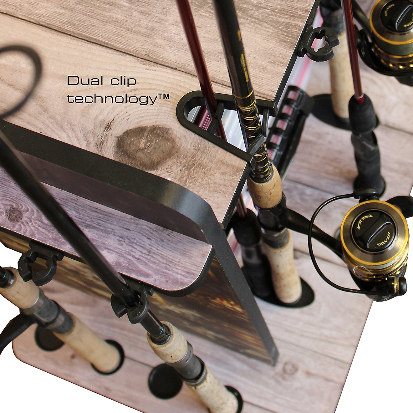 Rush Creek Bass 14 Fishing Rod Rack with 4 Bait Bin Storage                                                                      - view number 6