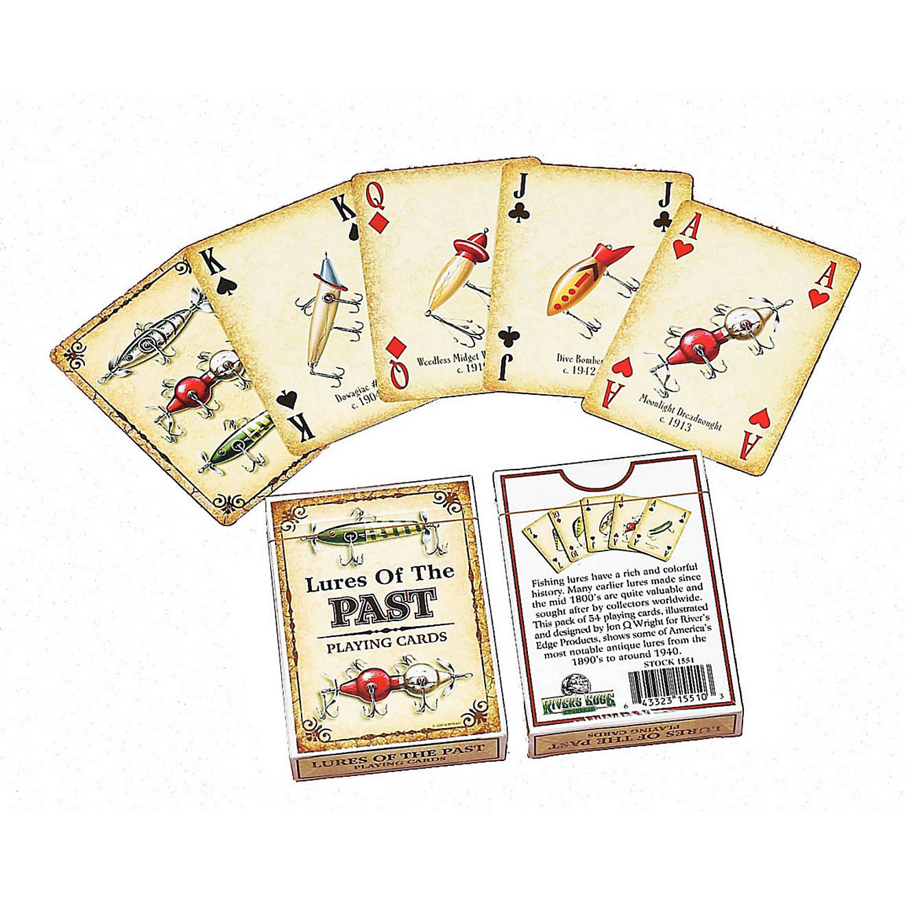 River's Edge Products Antique Lures Single Deck Playing Cards                                                                    - view number 1