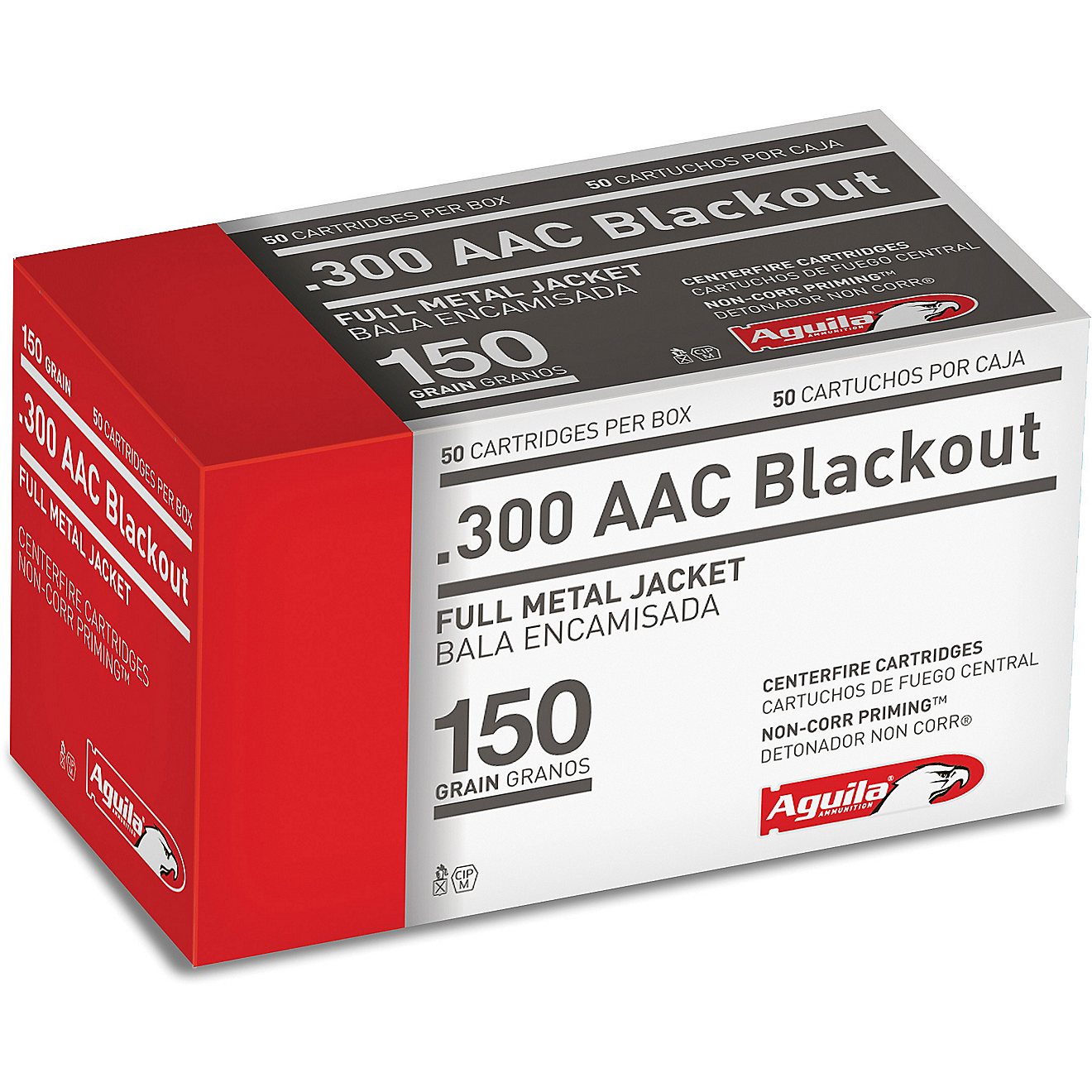 Aguila Ammunition .300 AAC Blackout FMJ Boat Tail 150-Grain Centerfire Ammunition - 50 Rounds                                    - view number 1