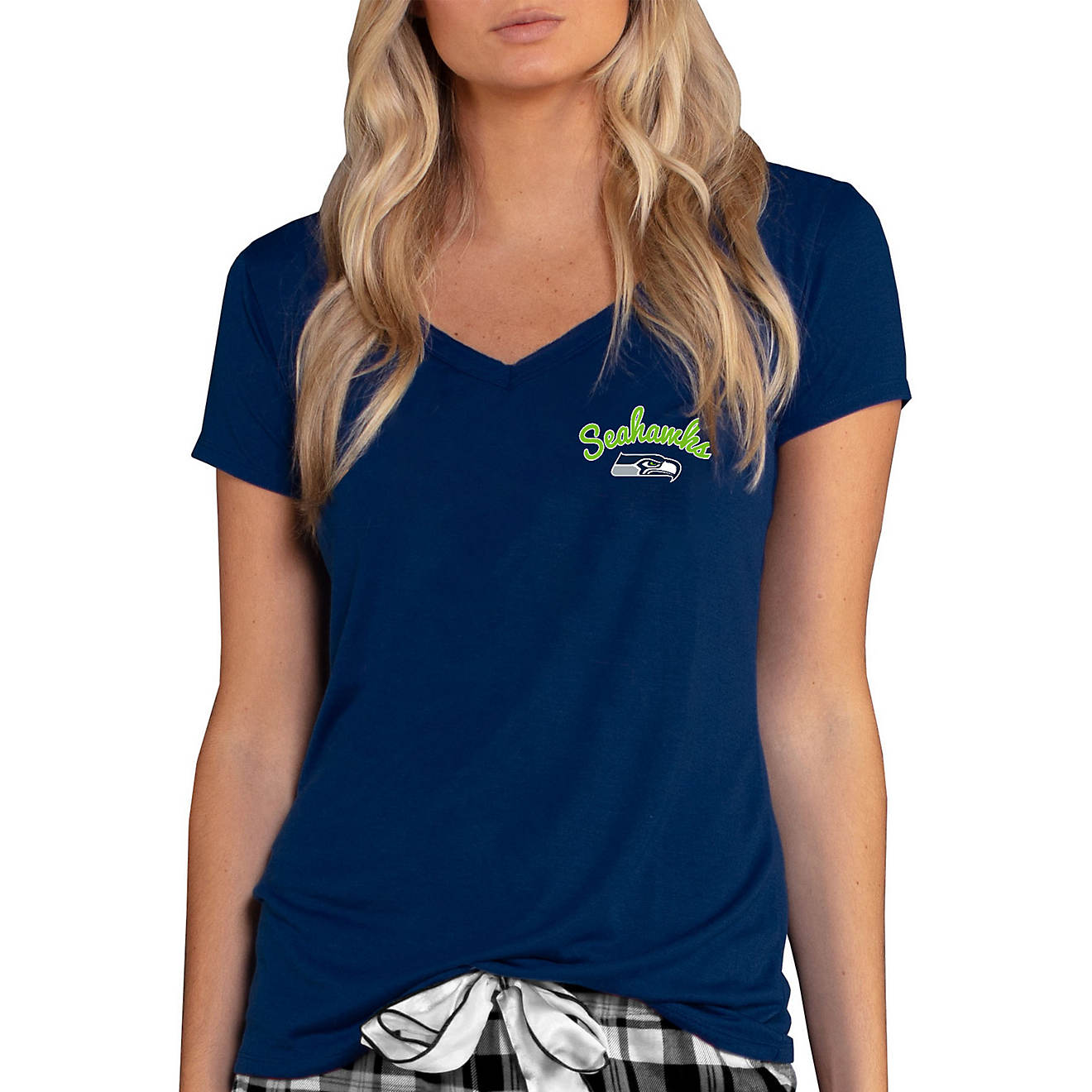 College Concept Women’s Seattle Seahawks Side Marathon V-neck T-shirt                                                          - view number 1