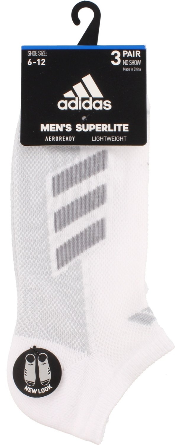 adidas Men's Superlite Stripe II No Show Socks 3 Pack | Academy