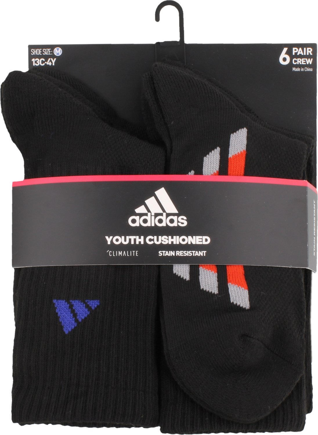 adidas Boys' Vertical Stripe Crew Socks 6 Pack | Academy