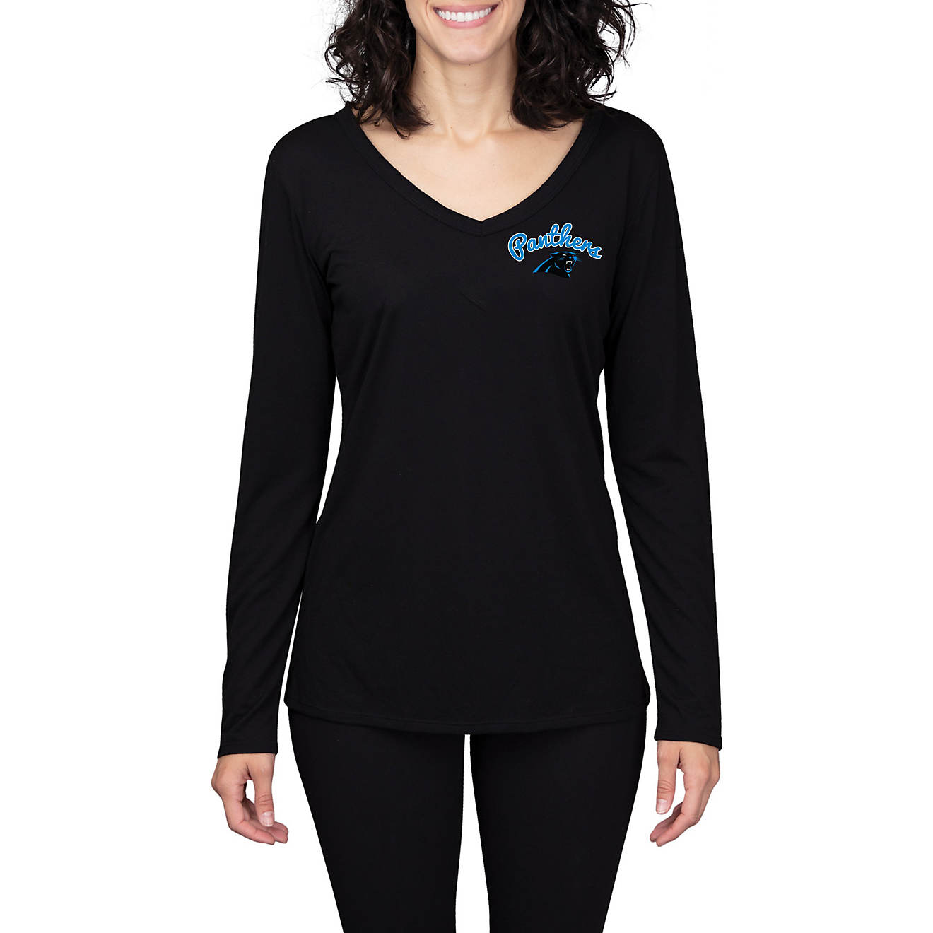 College Concept Women's Carolina Panthers Side Marathon Long Sleeve Top                                                          - view number 1