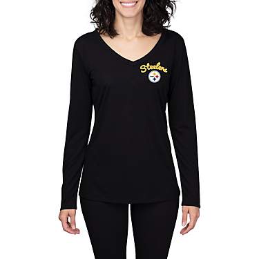 College Concept Women’s Pittsburgh Steelers Side Marathon V-neck Long Sleeve T-shirt                                          