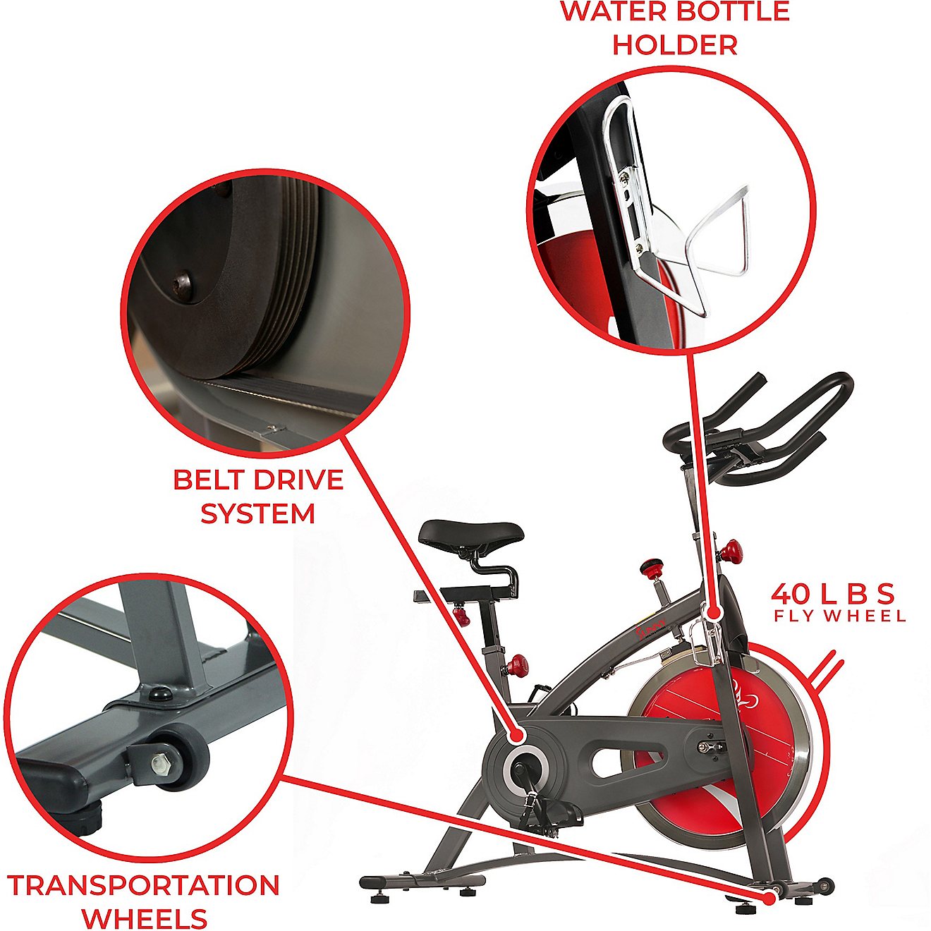Sunny Health & Fitness Belt Drive Indoor Cycling Bike                                                                            - view number 8