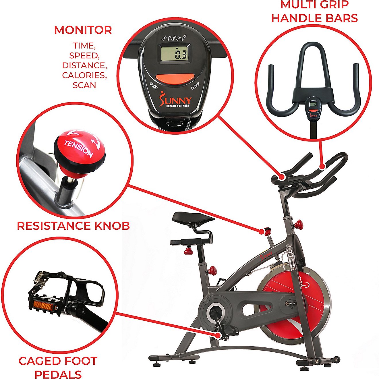 Sunny Health & Fitness Belt Drive Indoor Cycling Bike                                                                            - view number 9