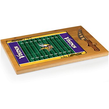 Picnic Time Minnesota Vikings Icon Glass Top Cutting Board and Knife Set