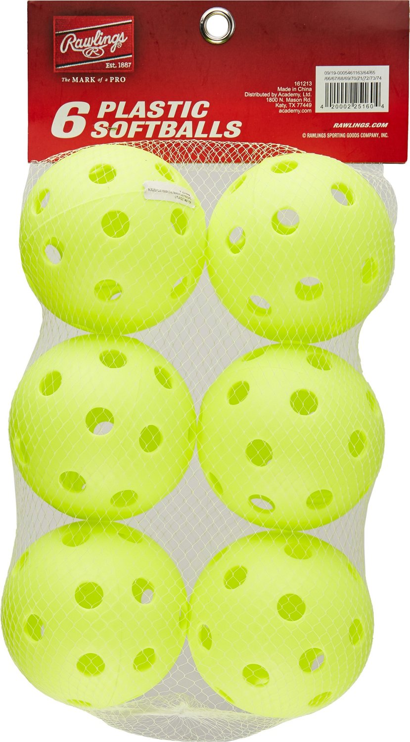 Rawlings 11 in Plastic Softballs 6-Pack                                                                                         