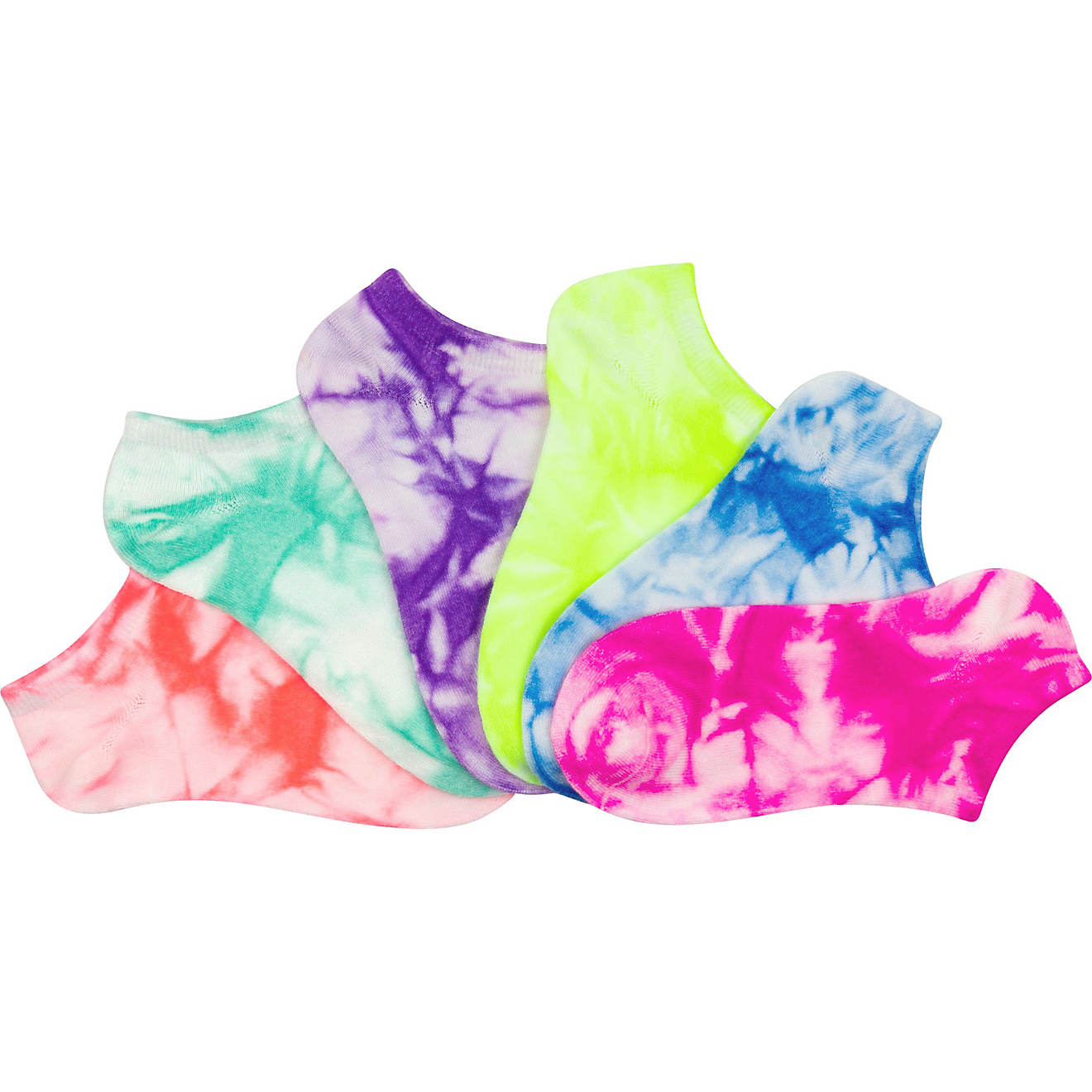 BCG Kids' Tie-Dye No-Show Fashion Socks 6 Pack                                                                                   - view number 1