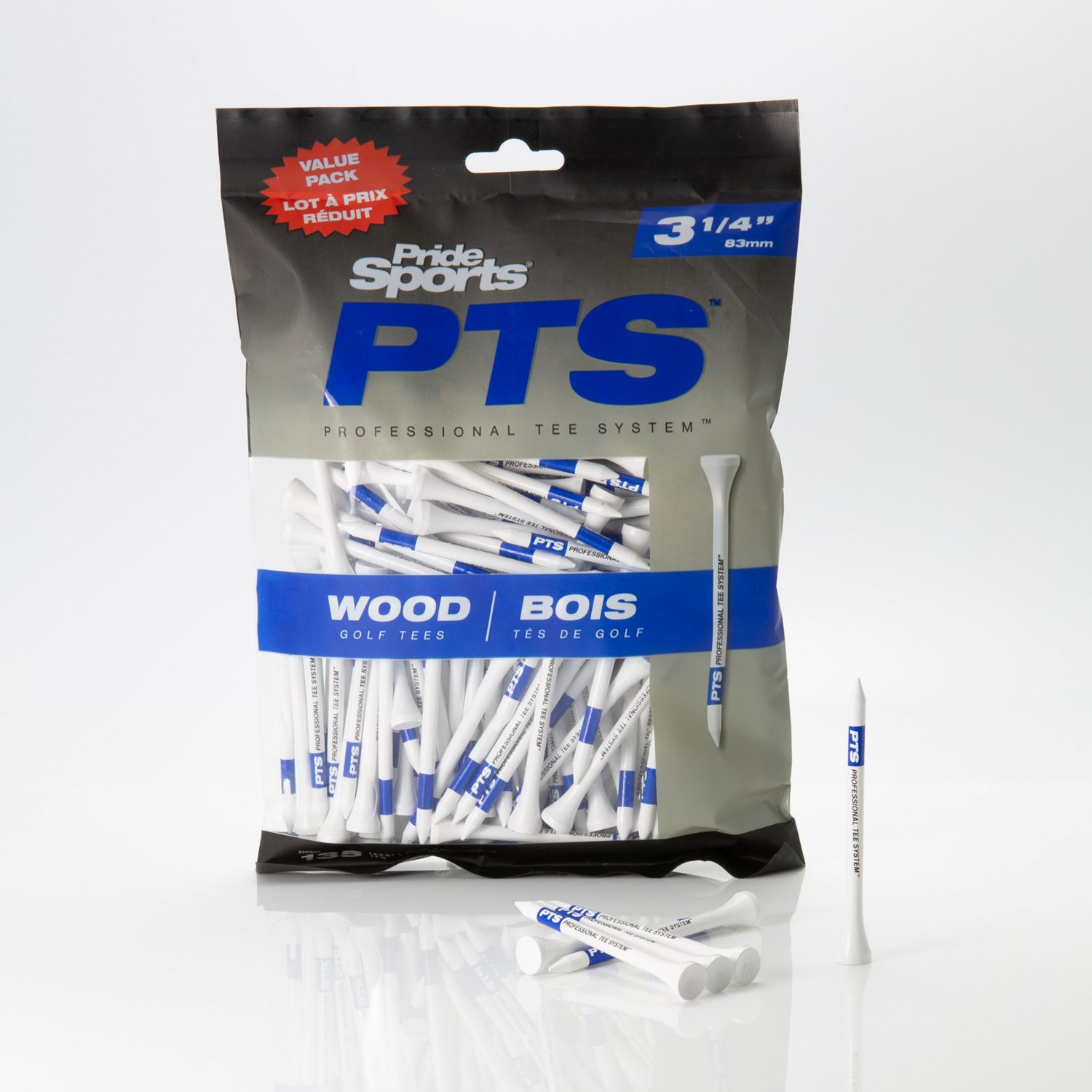 Pride Golf 3 1/4 PTS Tees - 135 Count - White