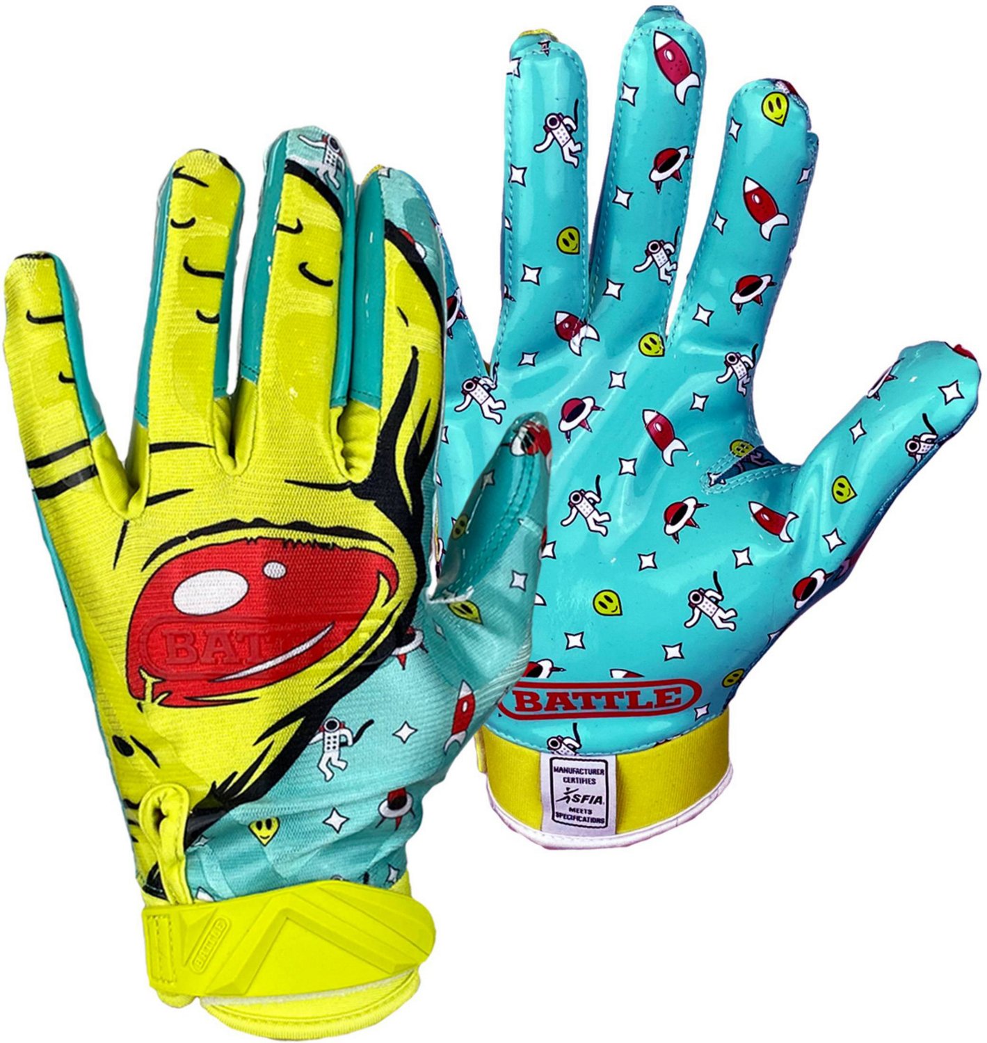 Battle Adults' Alien Receiver Football Gloves | Academy