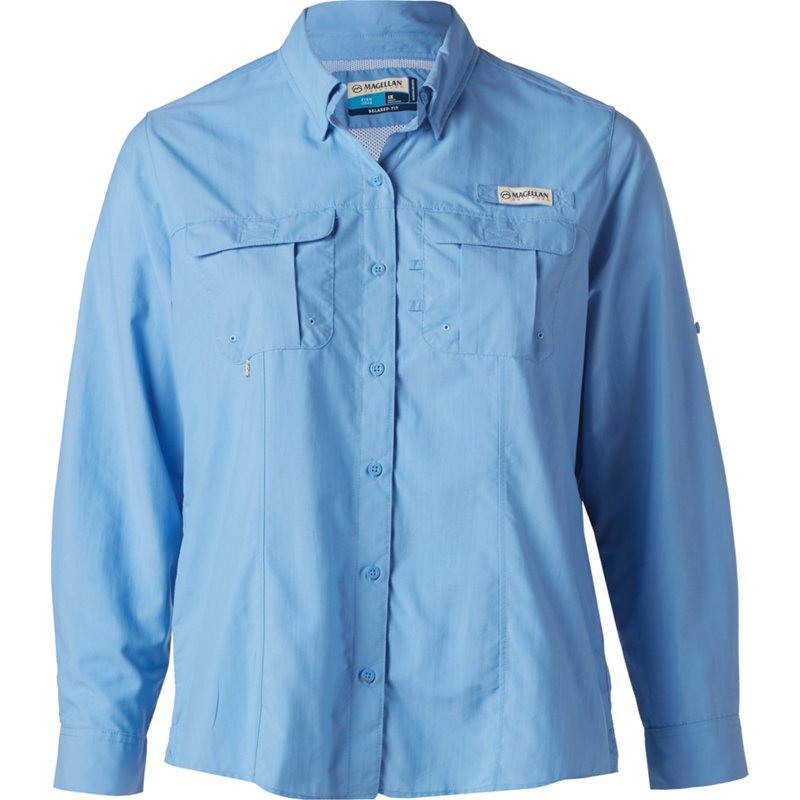 Magellan Outdoors Women S Laguna Madre Long Sleeve Plus Size Fishing Shirt Blue 2x Women S Outdoor Short Sleeve Tops At Academy Sports Shefinds