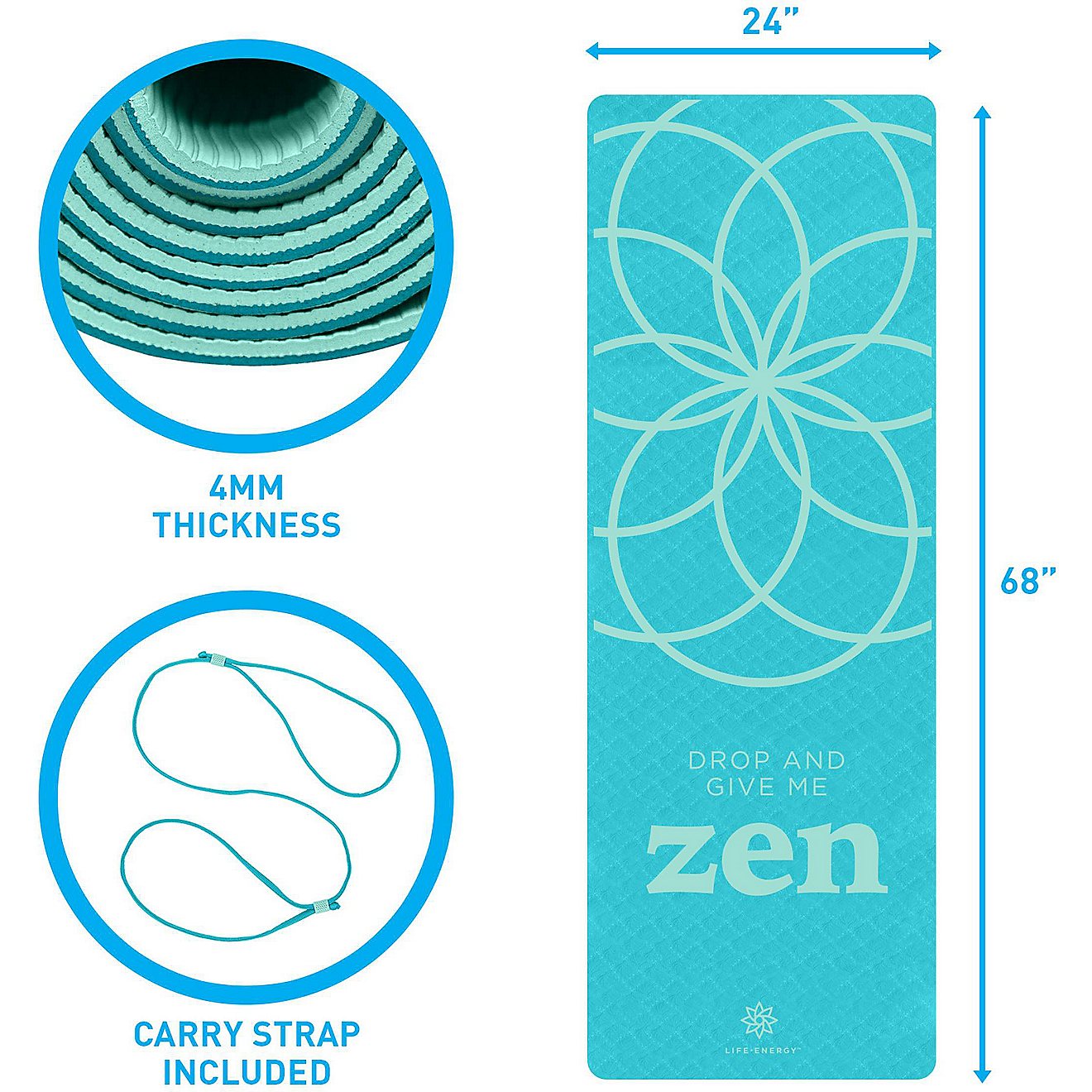 Life Energy Zen Drop 4 mm Premium TPE EkoSmart Yoga Mat                                                                          - view number 8