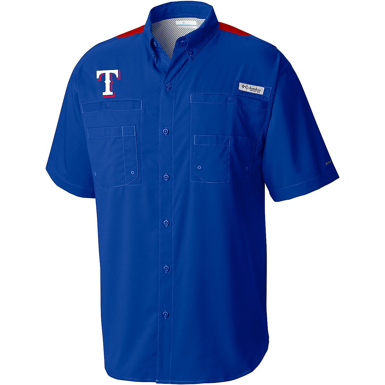 Columbia Sportswear Men's Texas Rangers Color Block Tamiami Short Sleeve Shirt                                                   - view number 1