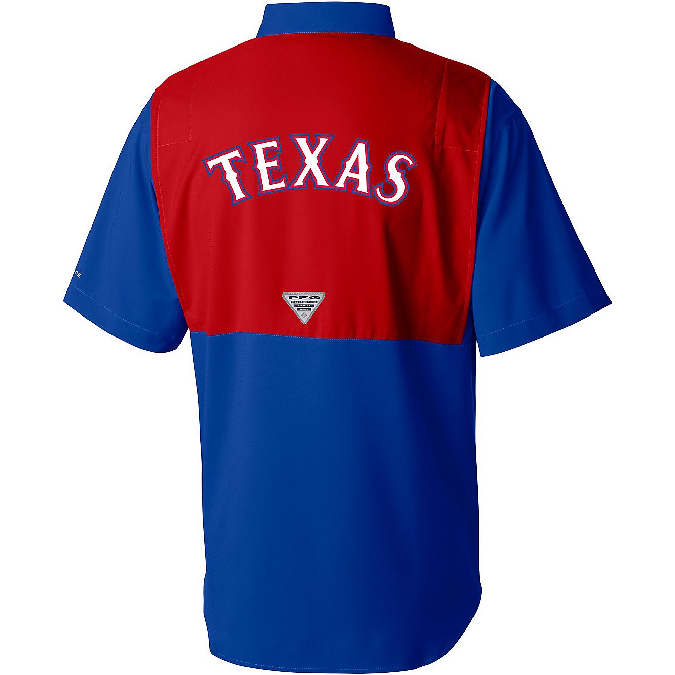 Columbia Sportswear Men's Texas Rangers Color Block Tamiami Short Sleeve Shirt                                                   - view number 2