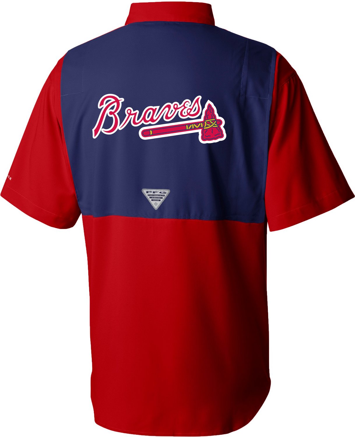 Columbia Sportswear Men's Atlanta Braves Color Block Tamiami Short Sleeve Shirt | Academy