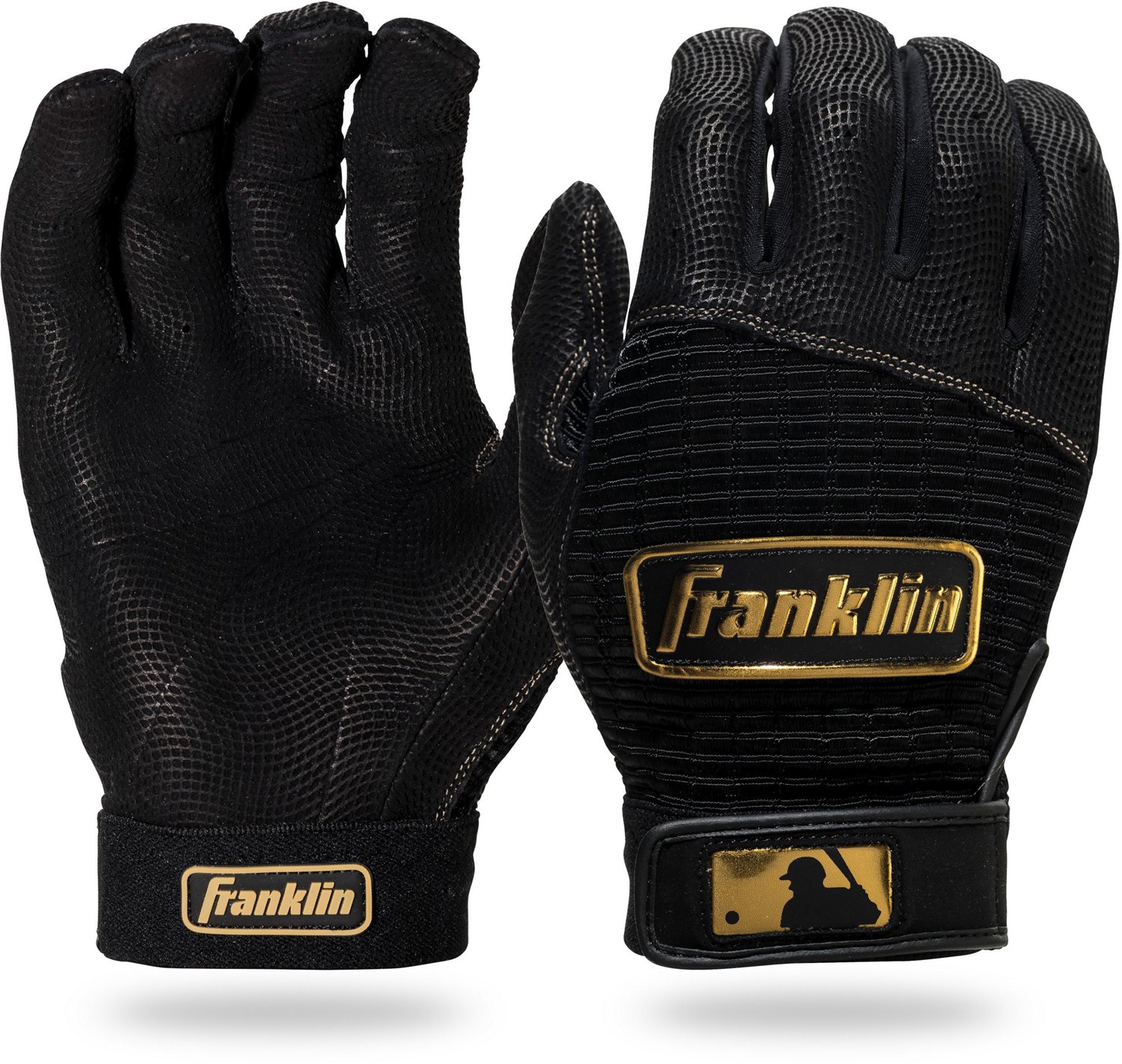 Franklin MLB Pro Classic Adult Baseball Batting Gloves Pair SM Black | Gold
