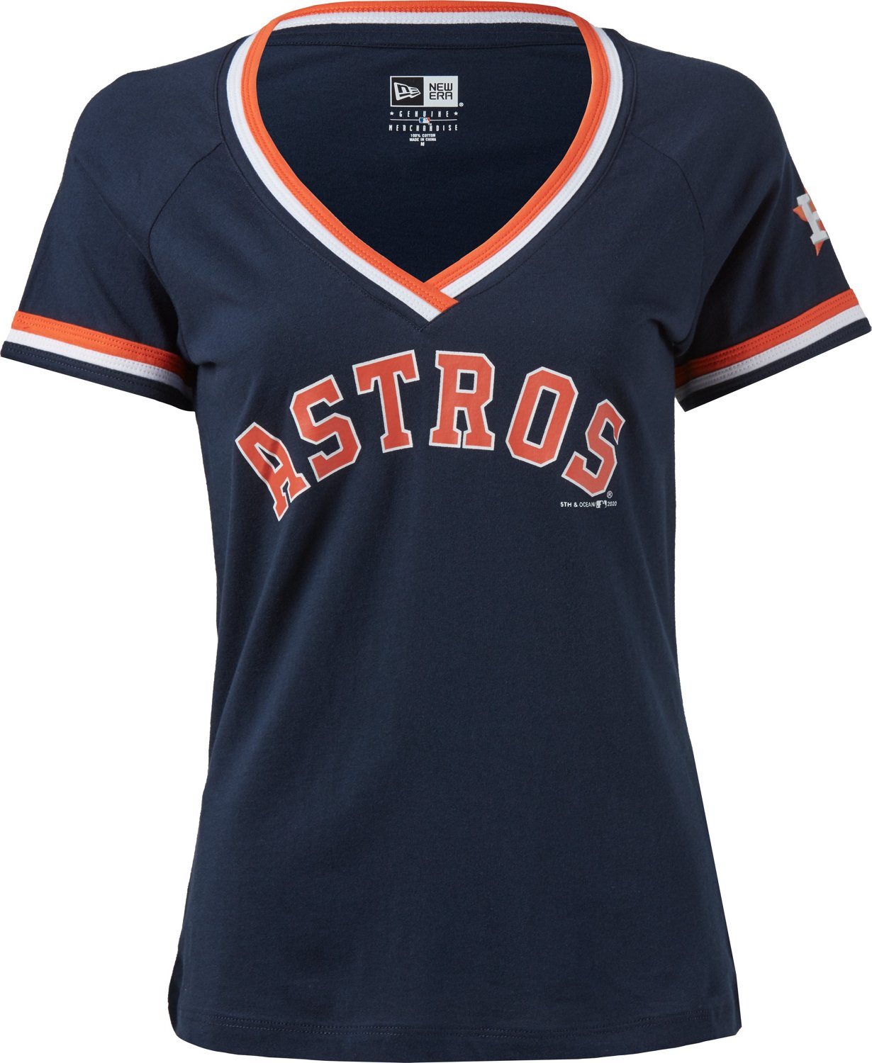 New Era Women's Houston Astros Baby Jersey Raglan Vneck Tshirt Academy